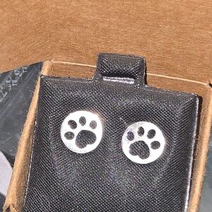 Silver Paw Print Earrings